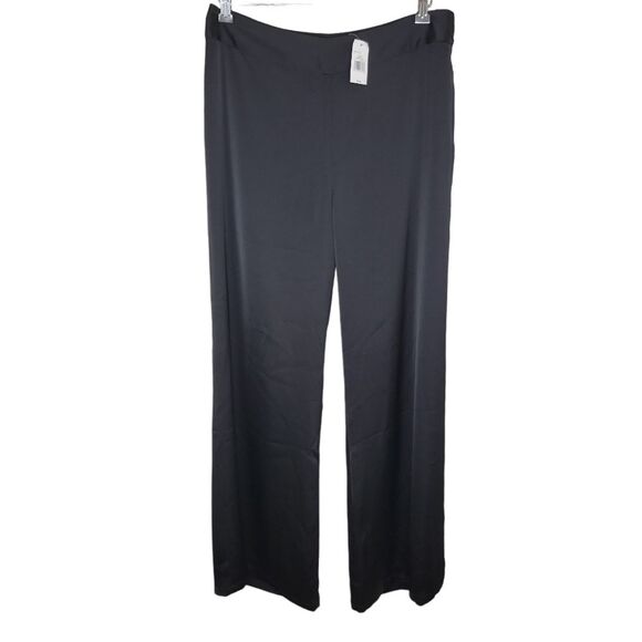 The Limited Nwt High Waist Black Satin Wide Leg Pants Size 8 - Picture 1 of 8